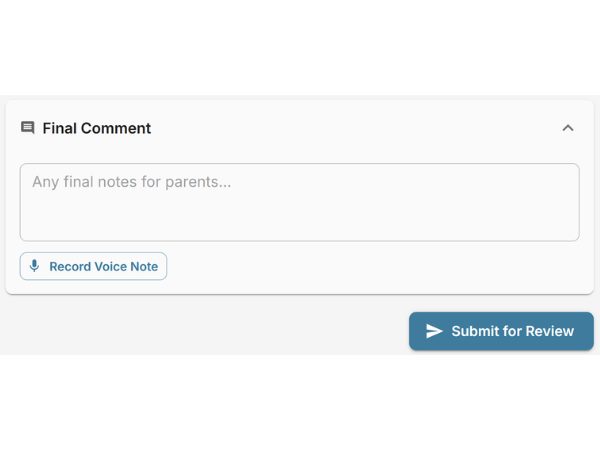 EarlyTrack parent portal showing Message from your teacher branded card