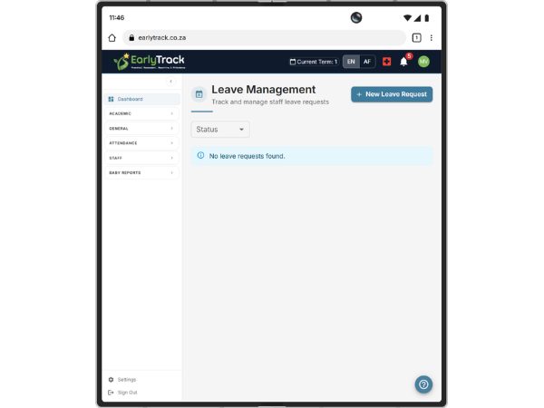 EarlyTrack staff leave request approval screen